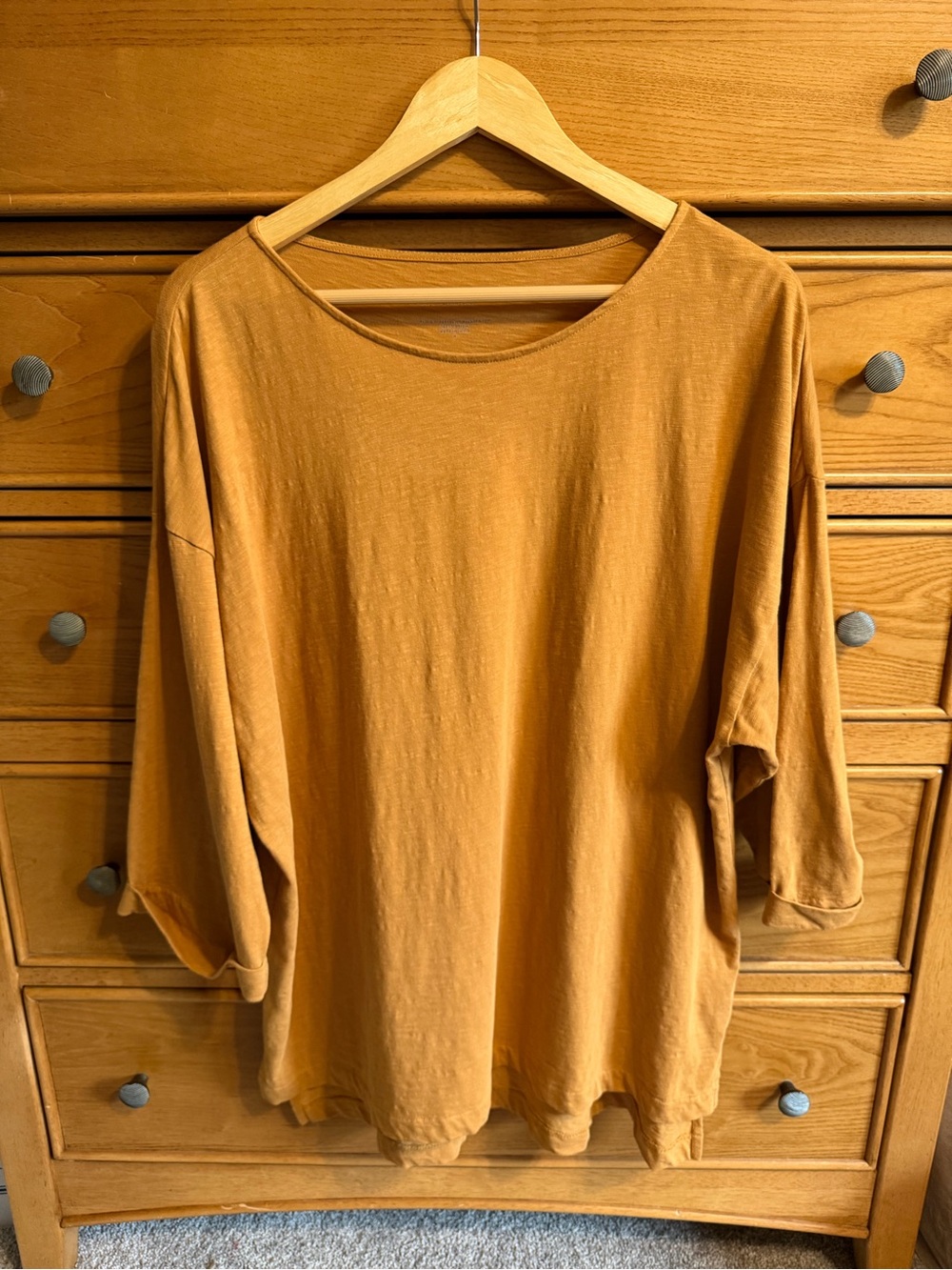 J. Jill Pure Jill 3/4 Cuff Sleeve Organic Cotton PJ Top Womens Size M Relaxed